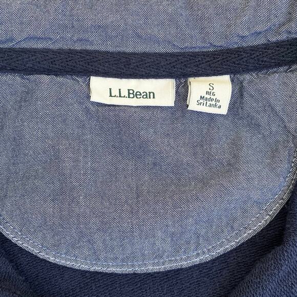 L.L. Bean Sz S Soft Cotton Rugby Henley Pullover Navy Pink Striped Casual Preppy - Picture 16 of 16